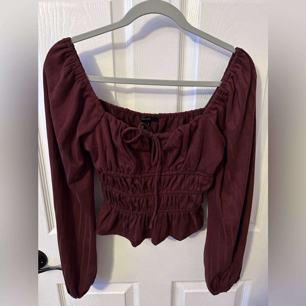 forever 21 small brown long sleeve cropped top